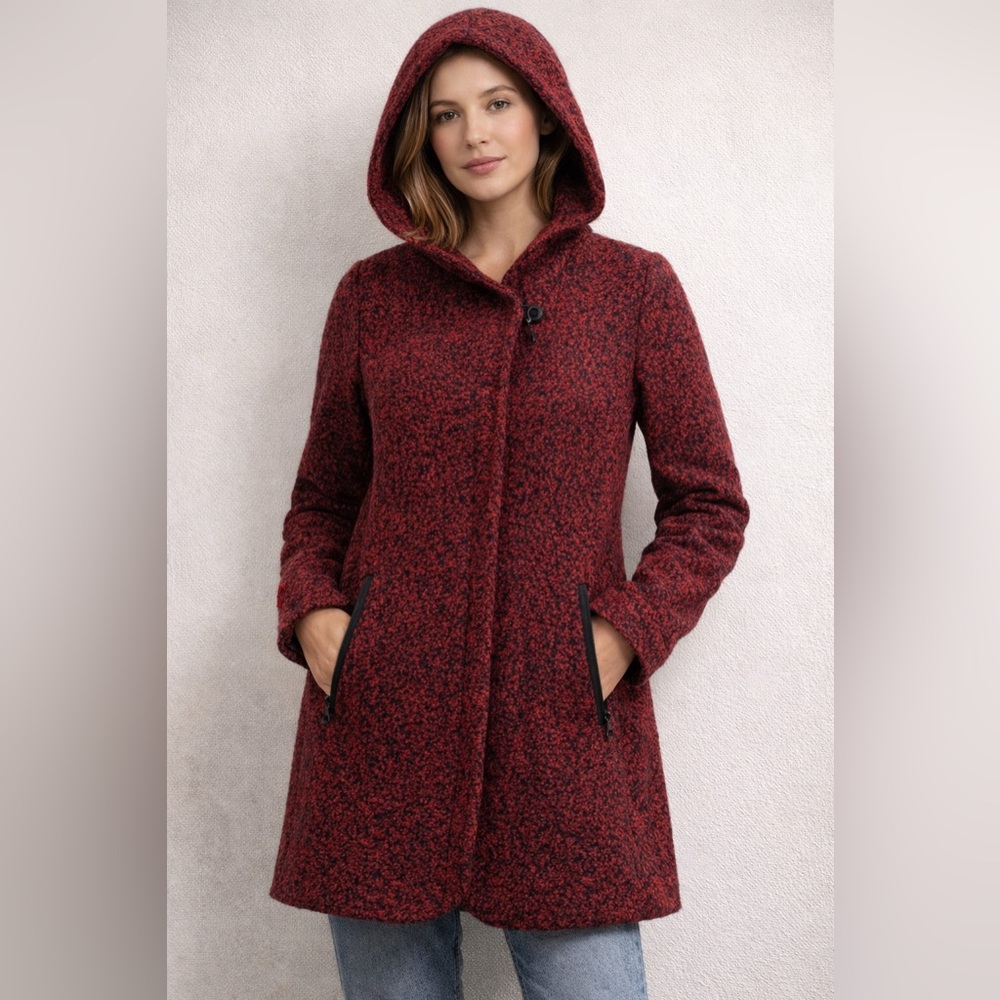 SOIA & KYO Red Hooded Wool Jacket